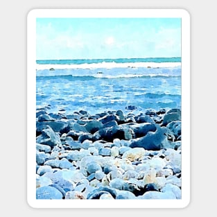 rocky beach Hand painted Watercolor Magnet